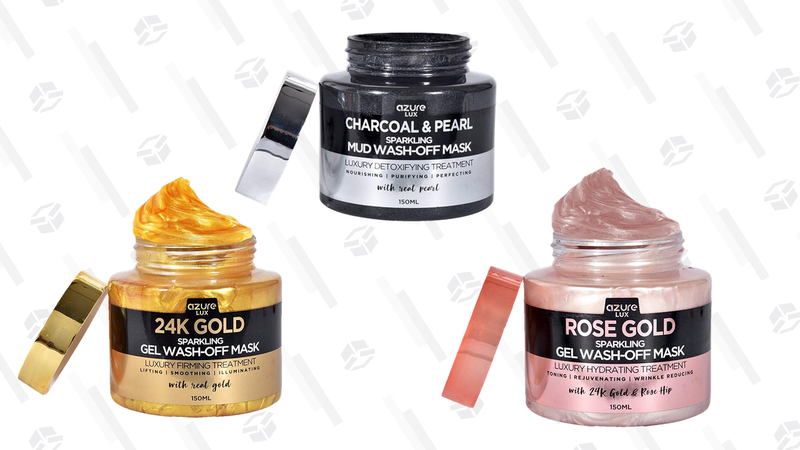 24K Gold Sparkling Gel Wash Off Firming Mask | $8 | Amazon | Use code SAVE70WASH Charcoal and Pearl Anti Aging Sparkling Mud Wash Off Mask | $8 | Amazon | Use code SAVE70WASH Rosehip Oil and 24K Gold Sparkling Gel Wash Hydrating Off Mask | $8 | Amazon | Use code SAVE70WASH